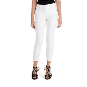 Adored High Rise Ankle Skinny Jeans in White Stretchy Raw Hem Size‎ 28 US 6